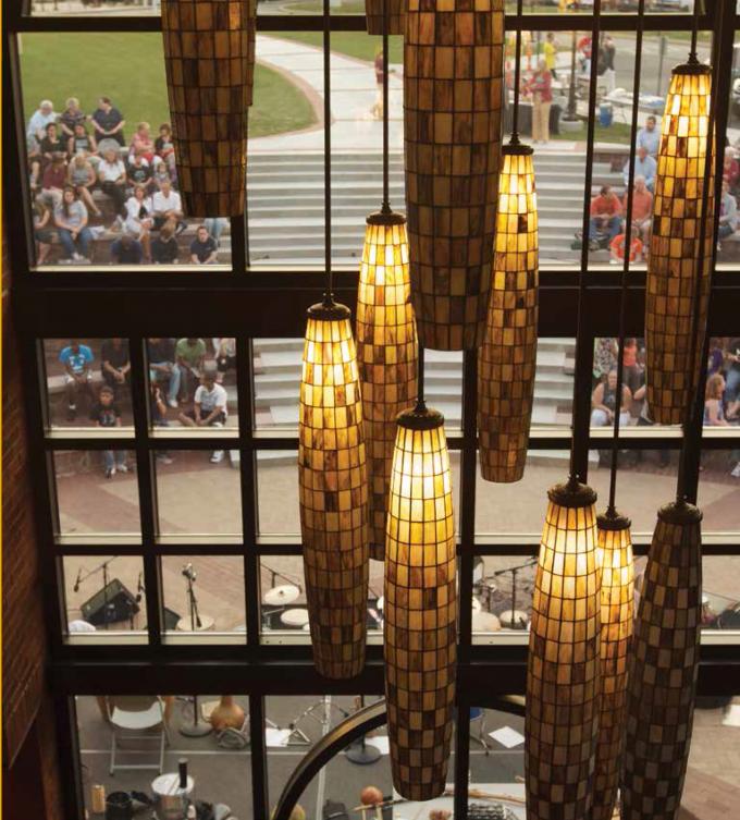 Chandelier lights in Francis Hall