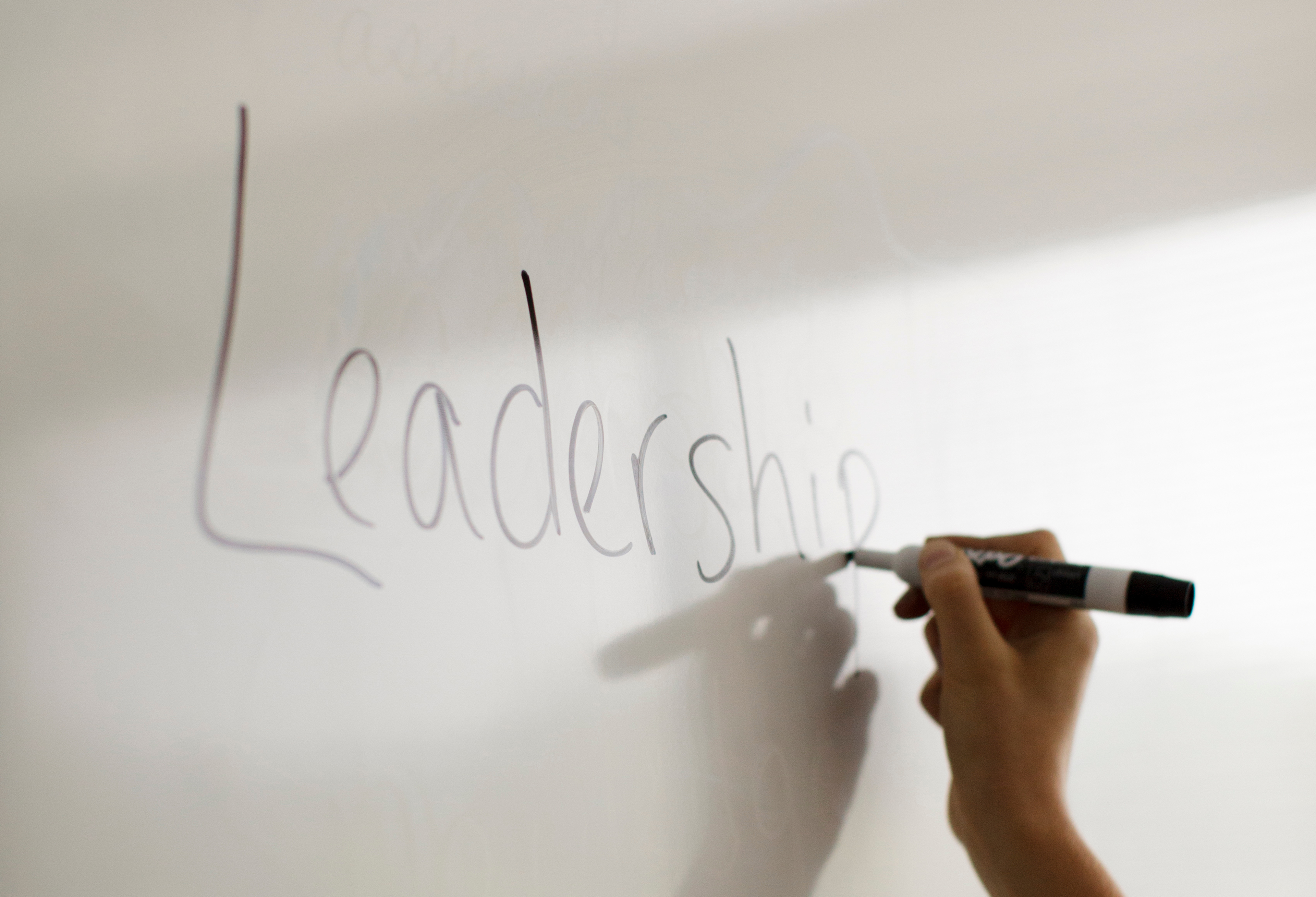 leadership written on whiteboard