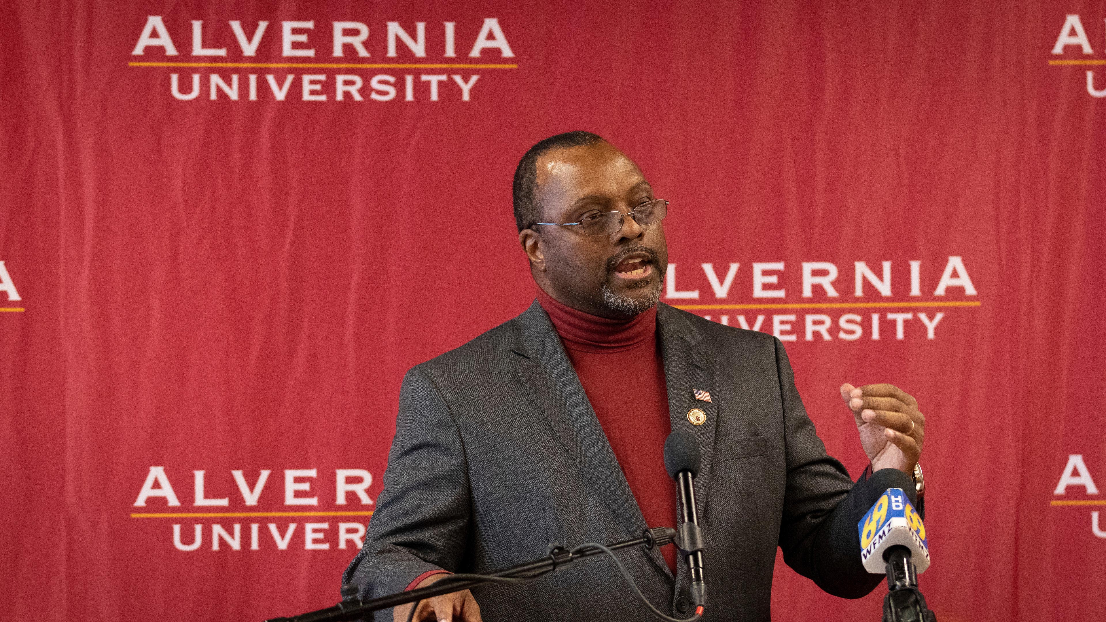 Dr. Rodney Ridley speaks at the Reading CollegeTowne Announcement in December 2019