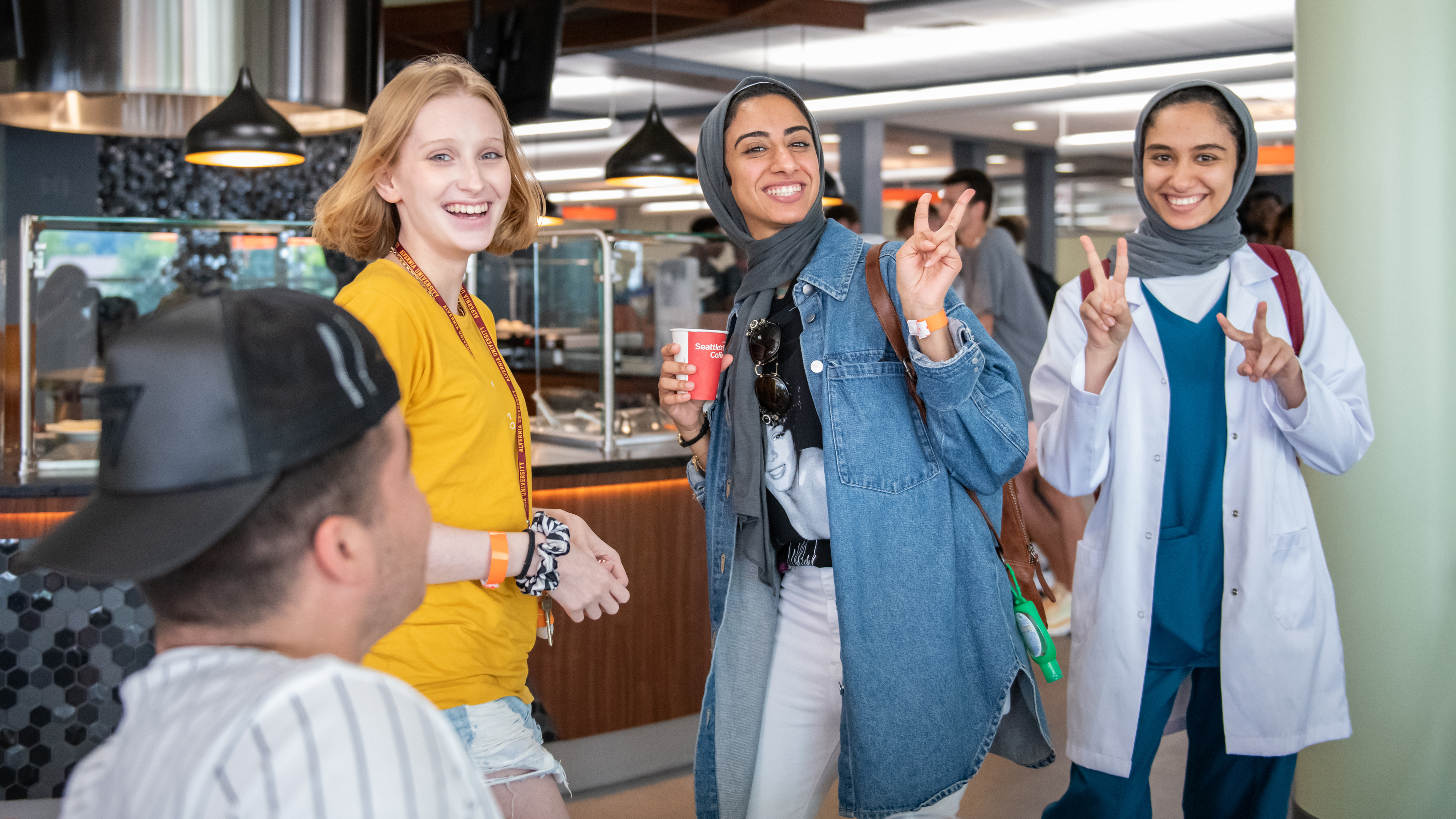 International Students meet during connection day in the university dining hall
