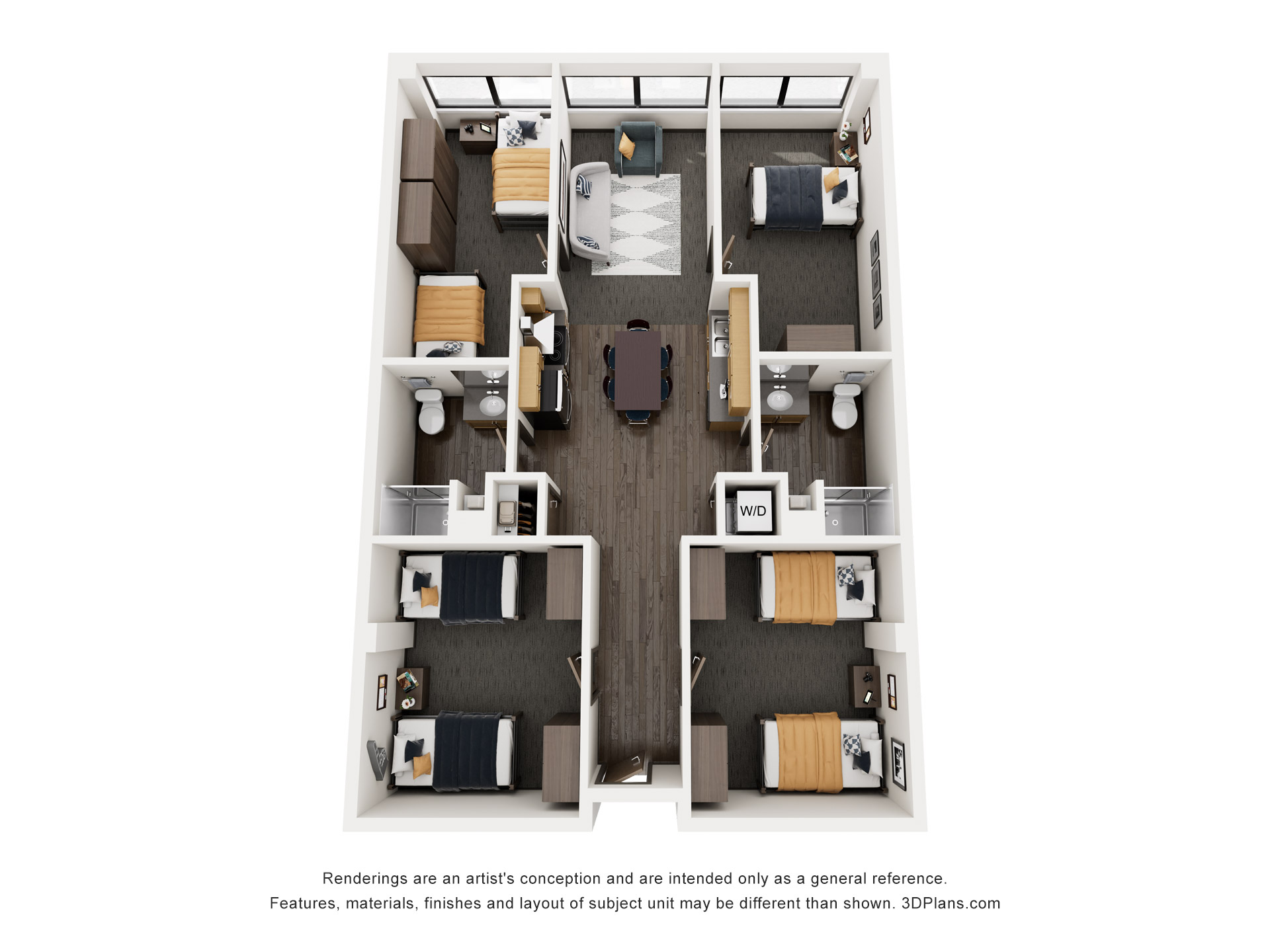 John R. Post Center 3 Shared Room, 1 Single Room Suite Rendering