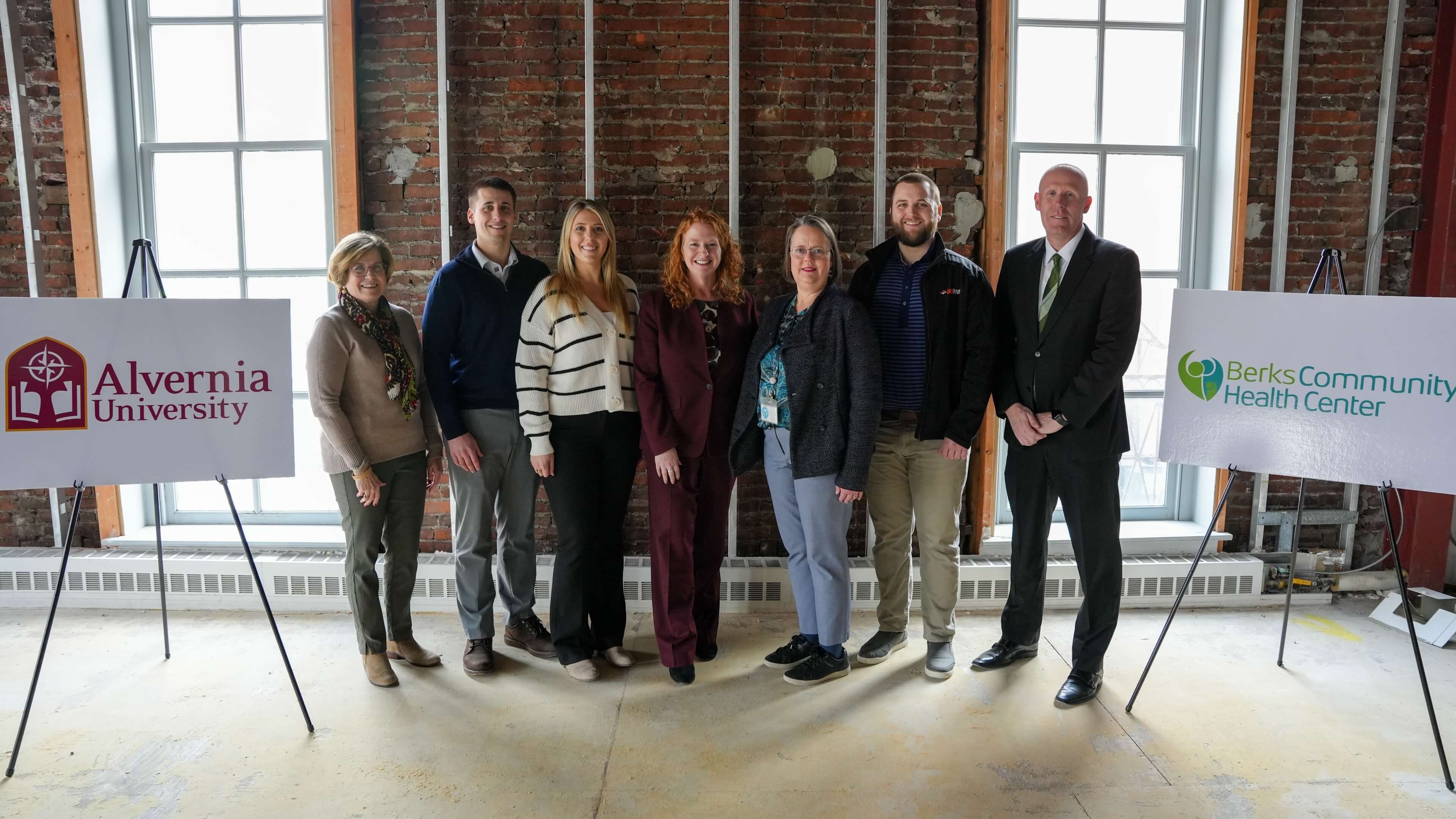 From left: Breidegam Family Foundation President Paula Barrett, Dan Miksiewicz, Katelyn Miksiewicz-Kline, Alvernia President Glynis A. Fitzgerald, Ph.D., Berks Community Health Center Chief Medical Officer Karen Wang, MD, Matt Miksiewicz, Alvernia University Vice President of Advancement and Government Affairs Thomas Minick ’98 MBA ‘10