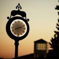 clock at sunset