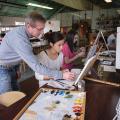 Art class in the greenhouse