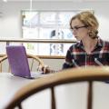Honor student, Lucy Horn in the Franco Library