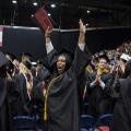 Student celebrates at graduation
