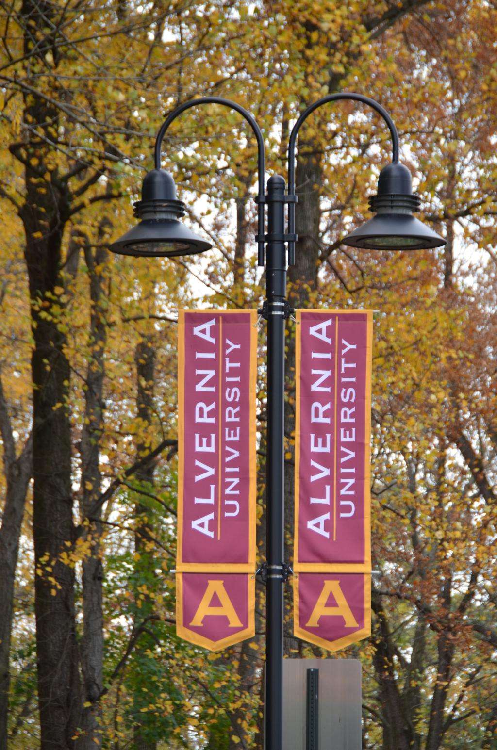 Alvernia banners on lightpoles