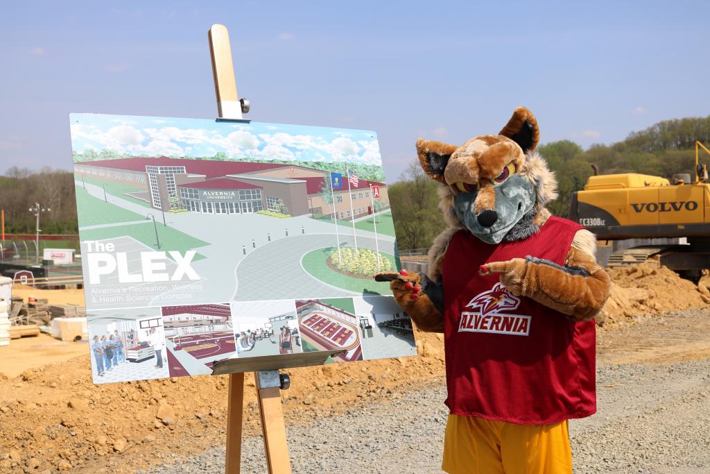 Plex groundbreaking mascot