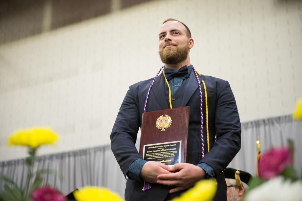 Samuel Dieffenbach receives the Saint Ignatius of Loyola Award