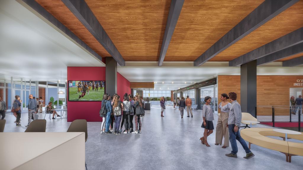Rendering of the first-floor lobby at Alvernia's downtown Reading location at 401 Penn Street