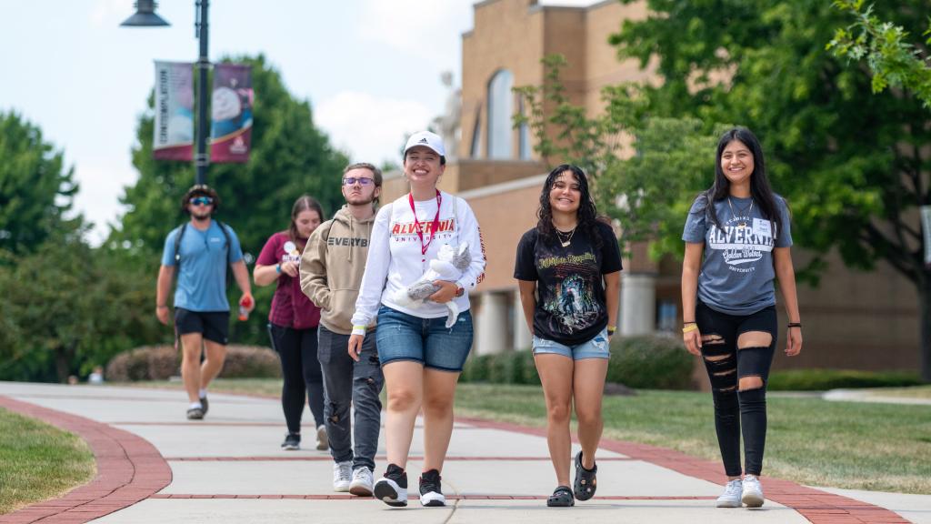 Students walking on campus