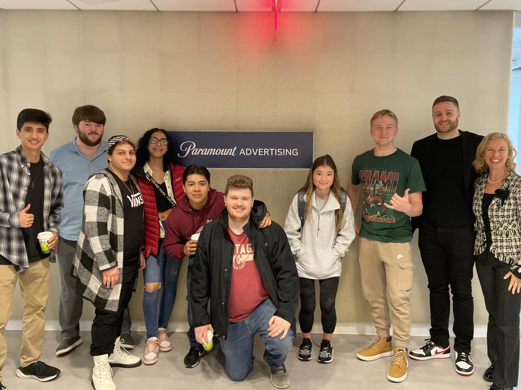 From left: Zackary Wendel, Ian Dumas, Hector Malave, Milvia Cruz, Tomas Campanur Zuniga, Jacob Wells, Morgan Brown, Alum Brian Nerney '12 and Jodi Radosh