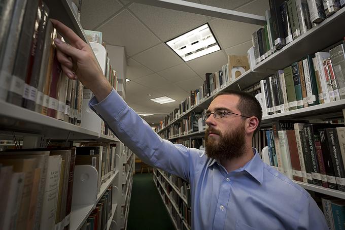Graduate student in the library