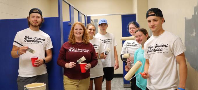 Orientation Day of Service | Holleran Center | Community | Reading High School | Move-In | Painting | Service