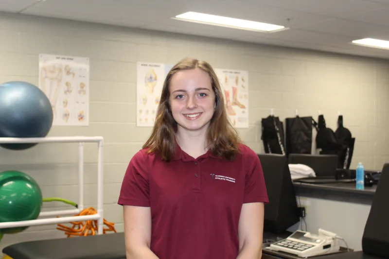 MSAT student Susan Pirollo in athletic training classroom