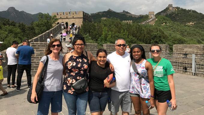 Students and faculty at the Great Wall of China