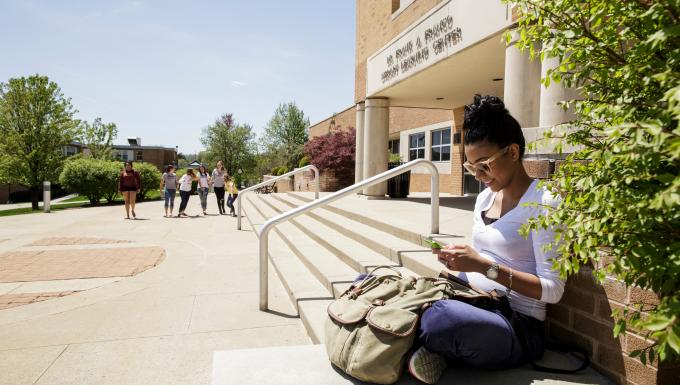 Student on phone