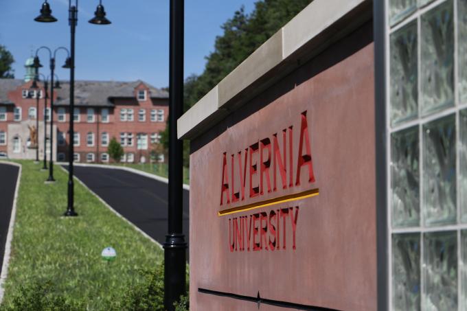 Alvernia University sign at main entrance