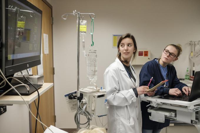 Nursing students in lab
