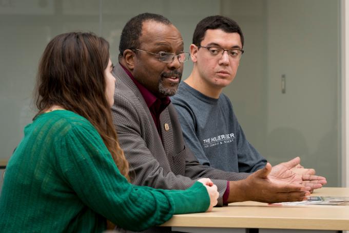 Dr. Rodney Ridley Talking with Students