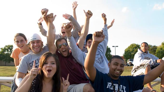 A group of Alvernia students having fun outside.