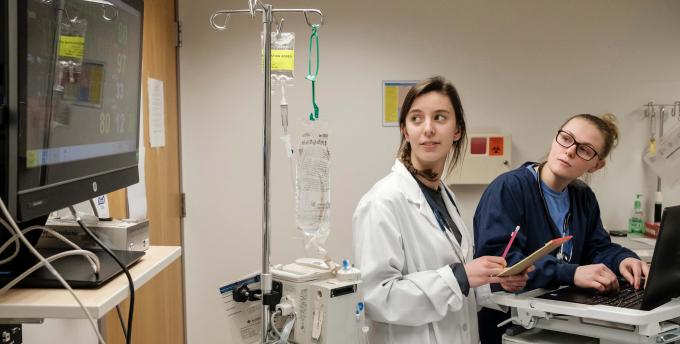 Nursing students in lab