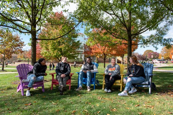 Students on Alvernia's campus in fall 2023.