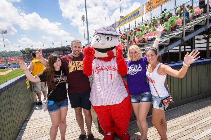 Alvernia students at a Fightin Phils game.