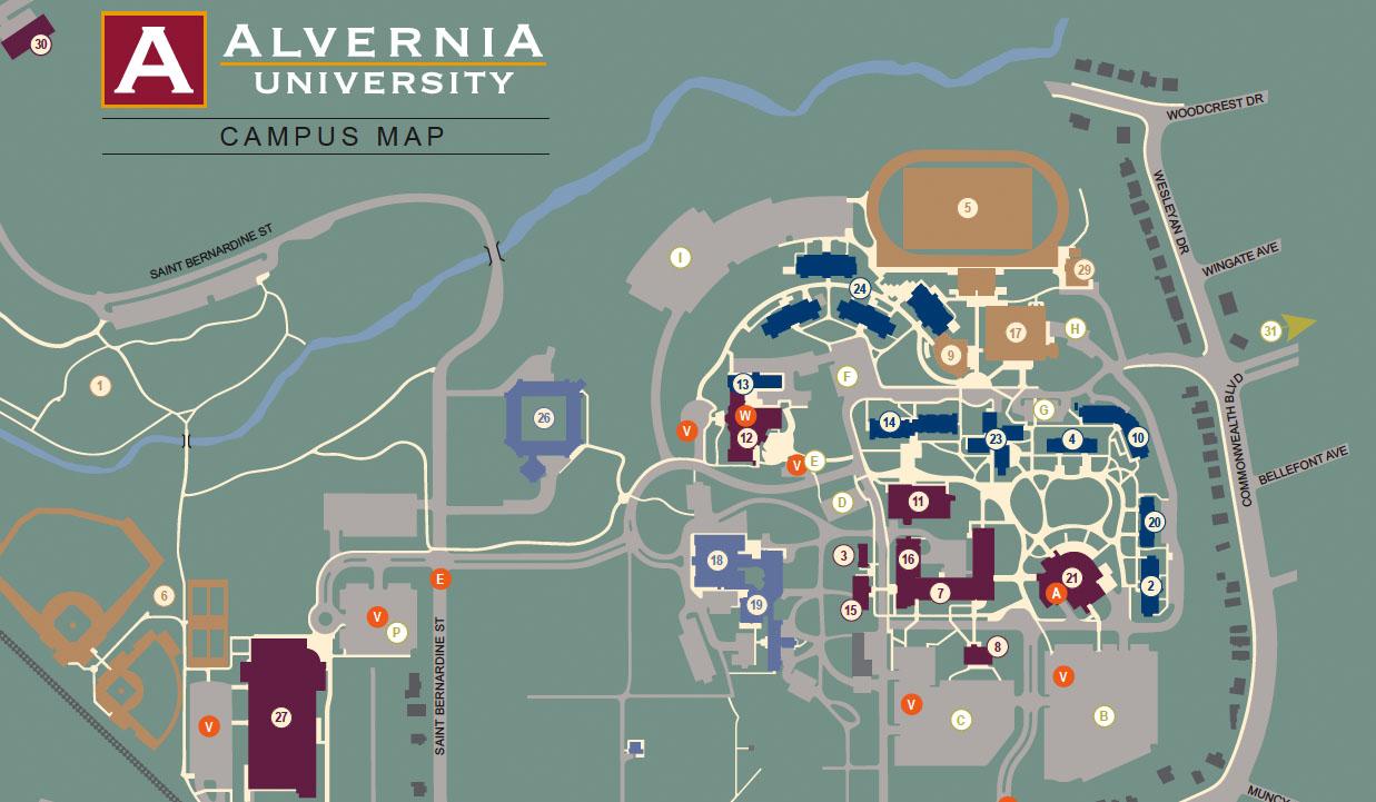 2019 Campus Map update of Alvernia University