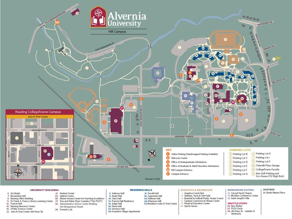 Comprehensive Campus Map of Alvernia University
