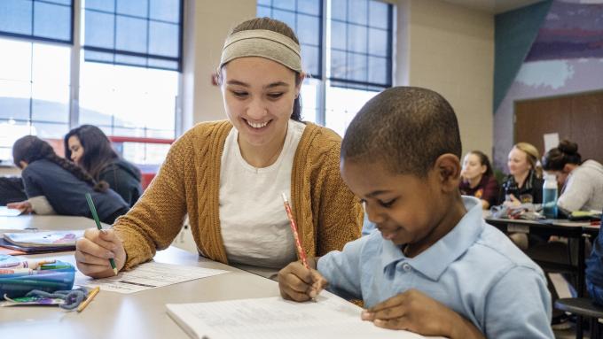 Chloe Gletow volunteering at Millmont Elementary