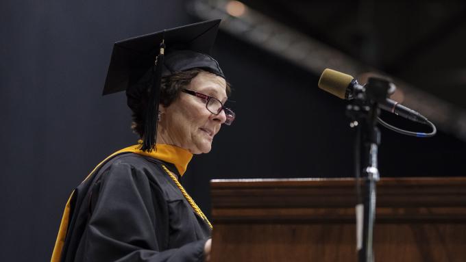 Adult student at graduation