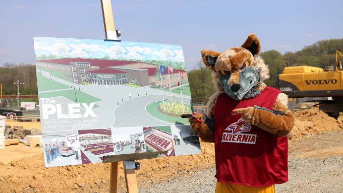 Plex groundbreaking mascot