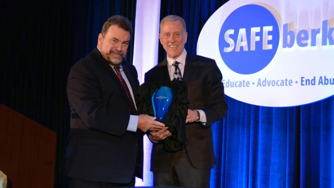 Alvernia President Dr. Flynn recieves Safe Berks award