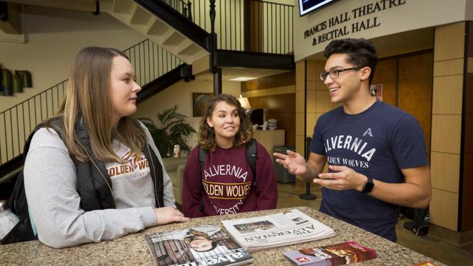 Students in the Welcome Center