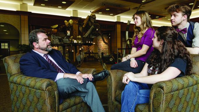 Alvernia President Tom Flynn with students