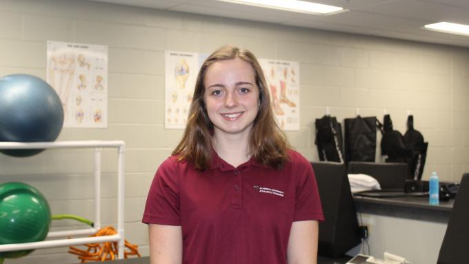 MSAT student Susan Pirollo in athletic training classroom