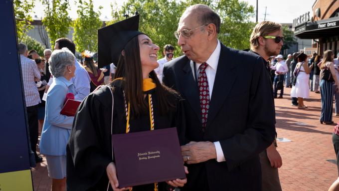 Gabrielle DeLucca and her grandfather and former Alvernia President Deacon Dr. Daniel DeLucca