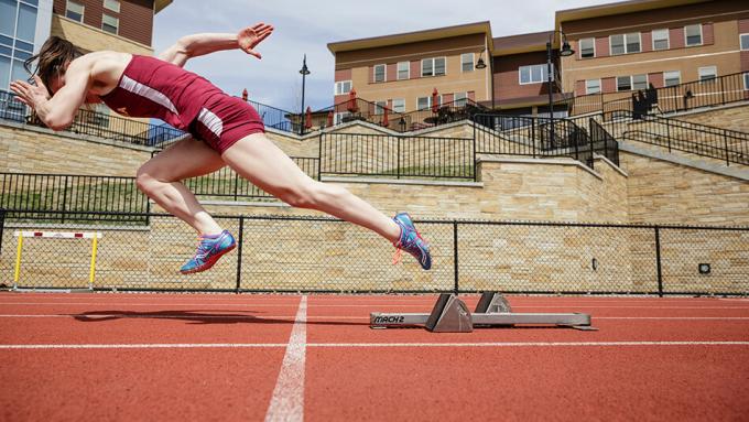 Track athlete running