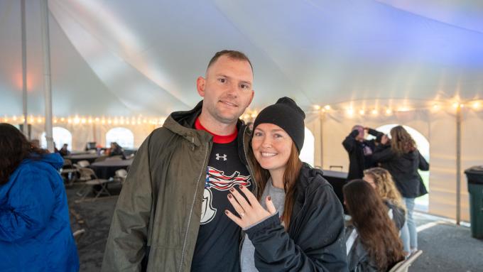 Alvernia alumni Chase Whaley and Taylor Dorrin got engaged during 2023's Alvernia Homecoming and Family Weekend.