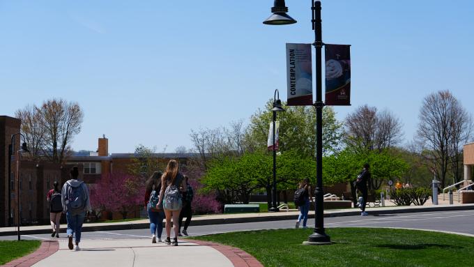 Students on Alvernia's campus.