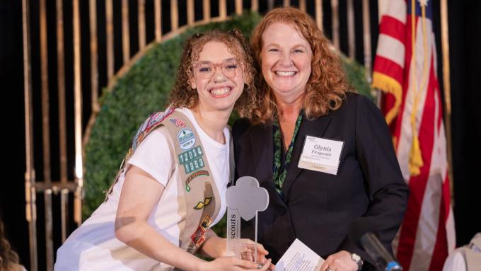 Girl Scout Sophie with Alvernia President Glynis A. Fitzgerald Ph.D.