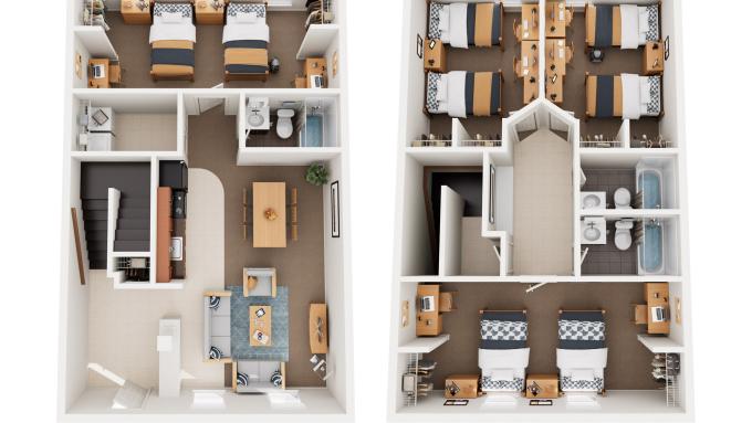Assisi Hall 4 Shared Room Townhouse Rendering