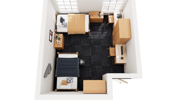 Francis Hall Shared Room without built in closet Rendering