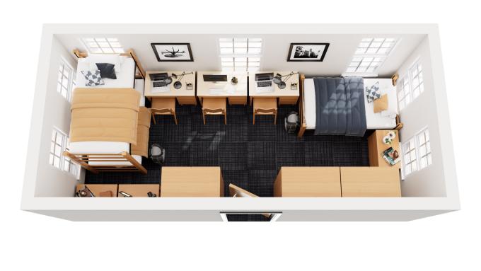 Francis Hall Triple End Room Rendering