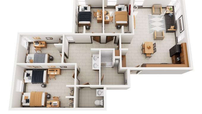 Pacelli Ehlerman Zygmunta 1 Shared Room, 3 Single Room Suite Rendering