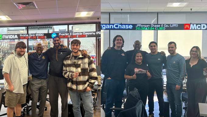 Professor Gray with some of his business students.