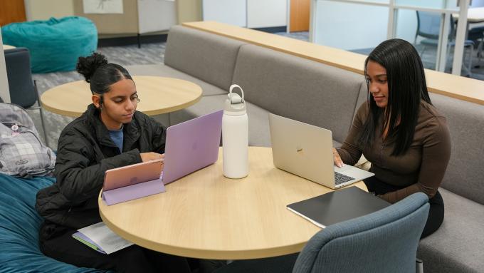 Students studying library