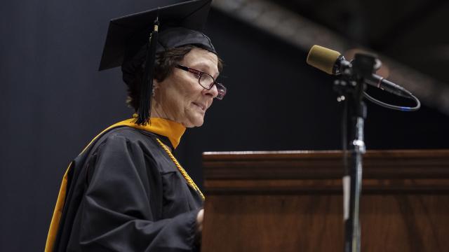 Adult student at graduation