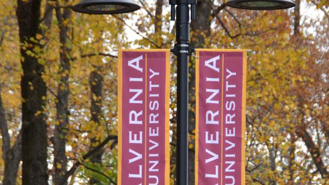 Alvernia banners on lightpoles